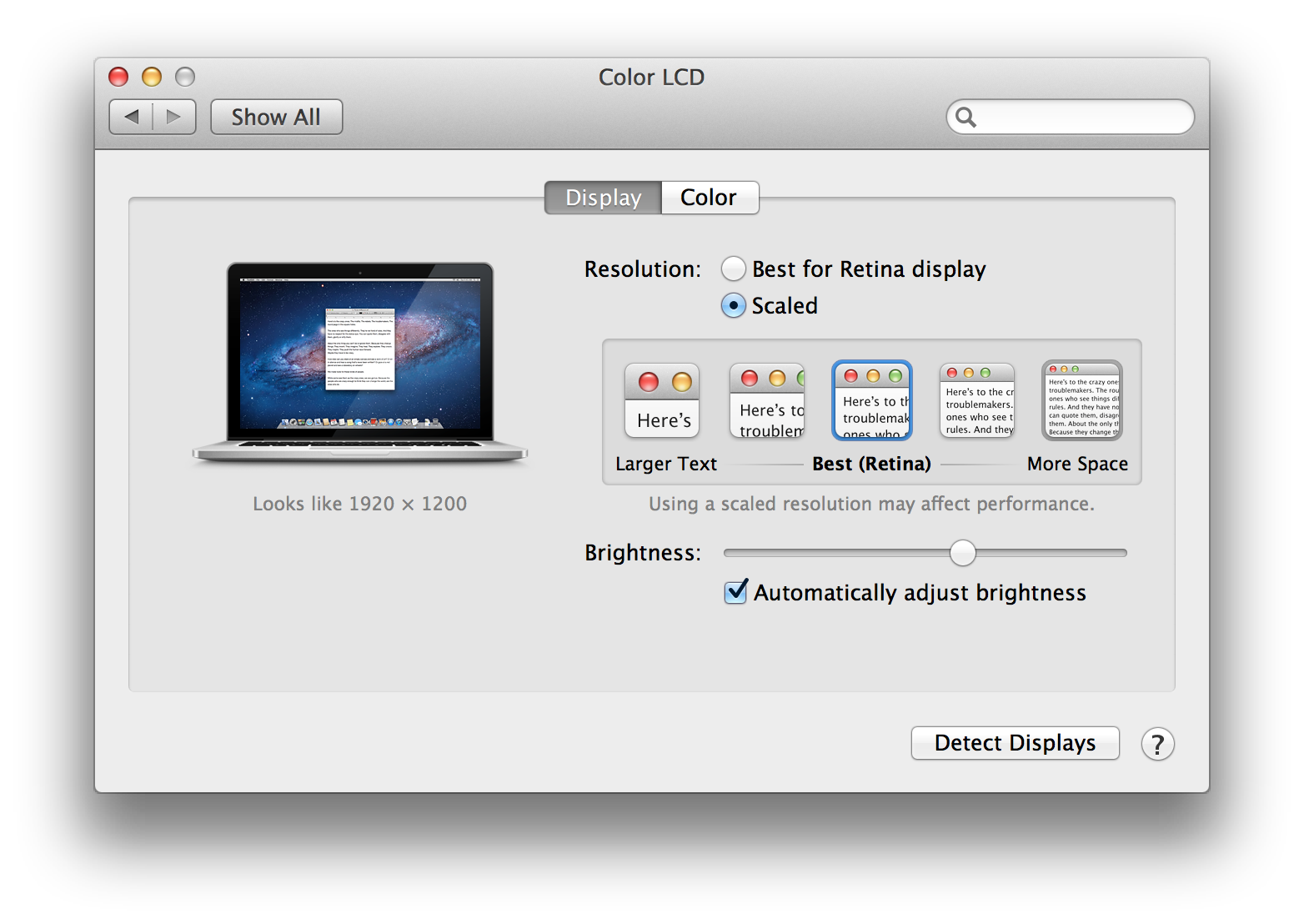 How the Retina Display MacBook Pro Handles Scaling